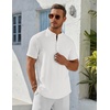 image:imageCOOFANDY Mens Henley Shirt Short Sleeve Stand Collar Summer Casual Beach Hippie TShirtsWhite