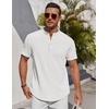image:imageCOOFANDY Mens Henley Shirt Short Sleeve Stand Collar Summer Casual Beach Hippie TShirtsWhite