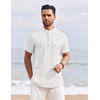 image:imageCOOFANDY Mens Henley Shirt Short Sleeve Stand Collar Summer Casual Beach Hippie TShirtsWhite