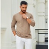 image:imageCOOFANDY Mens Henley Shirts Long Sleeve Casual Pullover TShirt Fashion Basic Button ShirtsKhaki