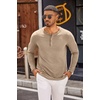 image:imageCOOFANDY Mens Henley Shirts Long Sleeve Casual Pullover TShirt Fashion Basic Button ShirtsKhaki