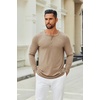image:imageCOOFANDY Mens Henley Shirts Long Sleeve Casual Pullover TShirt Fashion Basic Button ShirtsKhaki