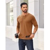 image:imageCOOFANDY Mens Henley Shirts Long Sleeve T Shirts Casual Lightweight Fashion Button Pullover Tee ShirtLight Brown