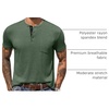 image:imageCOOFANDY Mens Henley Shirts Short Sleeve Button T Shirt Casual Summer Basic Tee Tops with PocketArmy Green