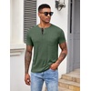 image:imageCOOFANDY Mens Henley Shirts Short Sleeve Button T Shirt Casual Summer Basic Tee Tops with PocketArmy Green