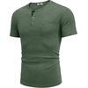 image:imageCOOFANDY Mens Henley Shirts Short Sleeve Button T Shirt Casual Summer Basic Tee Tops with PocketArmy Green