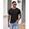 image:imageCOOFANDY Mens Henley Shirts Short Sleeve Button T Shirt Casual Summer Basic Tee Tops with PocketBlack