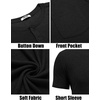image:imageCOOFANDY Mens Henley Shirts Short Sleeve Button T Shirt Casual Summer Basic Tee Tops with PocketBlack