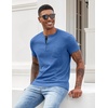 image:imageCOOFANDY Mens Henley Shirts Short Sleeve Button T Shirt Casual Summer Basic Tee Tops with PocketBlue