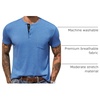image:imageCOOFANDY Mens Henley Shirts Short Sleeve Button T Shirt Casual Summer Basic Tee Tops with PocketBlue