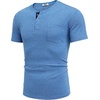 image:imageCOOFANDY Mens Henley Shirts Short Sleeve Button T Shirt Casual Summer Basic Tee Tops with PocketBlue