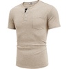 image:imageCOOFANDY Mens Henley Shirts Short Sleeve Button T Shirt Casual Summer Basic Tee Tops with PocketCoffee