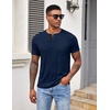 image:imageCOOFANDY Mens Henley Shirts Short Sleeve Button T Shirt Casual Summer Basic Tee Tops with PocketDark Blue