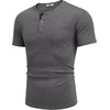 image:imageCOOFANDY Mens Henley Shirts Short Sleeve Button T Shirt Casual Summer Basic Tee Tops with PocketDark Gray