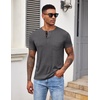 image:imageCOOFANDY Mens Henley Shirts Short Sleeve Button T Shirt Casual Summer Basic Tee Tops with PocketDark Gray