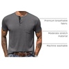 image:imageCOOFANDY Mens Henley Shirts Short Sleeve Button T Shirt Casual Summer Basic Tee Tops with PocketDark Gray