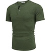 image:imageCOOFANDY Mens Henley Shirts Short Sleeve Button T Shirt Casual Summer Basic Tee Tops with PocketDark Green