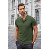image:imageCOOFANDY Mens Henley Shirts Short Sleeve Button T Shirt Casual Summer Basic Tee Tops with PocketDark Green