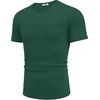 image:imageCOOFANDY Mens Henley Shirts Short Sleeve Button T Shirt Casual Summer Basic Tee Tops with PocketEvergreen