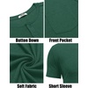 image:imageCOOFANDY Mens Henley Shirts Short Sleeve Button T Shirt Casual Summer Basic Tee Tops with PocketEvergreen