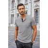 image:imageCOOFANDY Mens Henley Shirts Short Sleeve Button T Shirt Casual Summer Basic Tee Tops with PocketGrey
