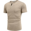 image:imageCOOFANDY Mens Henley Shirts Short Sleeve Button T Shirt Casual Summer Basic Tee Tops with PocketKhaki