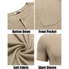 image:imageCOOFANDY Mens Henley Shirts Short Sleeve Button T Shirt Casual Summer Basic Tee Tops with PocketKhaki