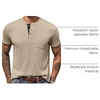 image:imageCOOFANDY Mens Henley Shirts Short Sleeve Button T Shirt Casual Summer Basic Tee Tops with PocketKhaki