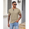image:imageCOOFANDY Mens Henley Shirts Short Sleeve Button T Shirt Casual Summer Basic Tee Tops with PocketKhaki