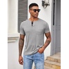image:imageCOOFANDY Mens Henley Shirts Short Sleeve Button T Shirt Casual Summer Basic Tee Tops with PocketLight Gray