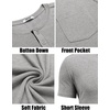 image:imageCOOFANDY Mens Henley Shirts Short Sleeve Button T Shirt Casual Summer Basic Tee Tops with PocketLight Gray