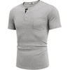 image:imageCOOFANDY Mens Henley Shirts Short Sleeve Button T Shirt Casual Summer Basic Tee Tops with PocketLight Gray
