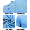 image:imageCOOFANDY Mens Henley Shirts Short Sleeve Button T Shirt Casual Summer Basic Tee Tops with PocketLightblue