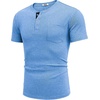 image:imageCOOFANDY Mens Henley Shirts Short Sleeve Button T Shirt Casual Summer Basic Tee Tops with PocketLightblue