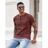image:imageCOOFANDY Mens Henley Shirts Short Sleeve Button T Shirt Casual Summer Basic Tee Tops with PocketRed