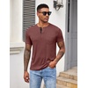image:imageCOOFANDY Mens Henley Shirts Short Sleeve Button T Shirt Casual Summer Basic Tee Tops with PocketRed