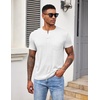 image:imageCOOFANDY Mens Henley Shirts Short Sleeve Button T Shirt Casual Summer Basic Tee Tops with PocketWhite