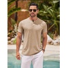 image:imageCOOFANDY Mens Henley Shirts Short Sleeve Casual Basic Henley Tee Summer Button Lightweight Stretch T ShirtsApricot