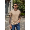 image:imageCOOFANDY Mens Henley Shirts Short Sleeve Casual Basic Henley Tee Summer Button Lightweight Stretch T ShirtsApricot