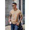 image:imageCOOFANDY Mens Henley Shirts Short Sleeve Casual Basic Henley Tee Summer Button Lightweight Stretch T ShirtsApricot