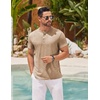 image:imageCOOFANDY Mens Henley Shirts Short Sleeve Casual Basic Henley Tee Summer Button Lightweight Stretch T ShirtsApricot