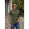 image:imageCOOFANDY Mens Henley Shirts Short Sleeve Casual Basic Henley Tee Summer Button Lightweight Stretch T ShirtsArmy Green