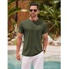 image:imageCOOFANDY Mens Henley Shirts Short Sleeve Casual Basic Henley Tee Summer Button Lightweight Stretch T ShirtsArmy Green