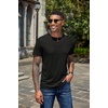 image:imageCOOFANDY Mens Henley Shirts Short Sleeve Casual Basic Henley Tee Summer Button Lightweight Stretch T ShirtsBlack