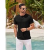 image:imageCOOFANDY Mens Henley Shirts Short Sleeve Casual Basic Henley Tee Summer Button Lightweight Stretch T ShirtsBlack