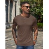 image:imageCOOFANDY Mens Henley Shirts Short Sleeve Casual Basic Henley Tee Summer Button Lightweight Stretch T ShirtsBrown