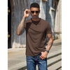 image:imageCOOFANDY Mens Henley Shirts Short Sleeve Casual Basic Henley Tee Summer Button Lightweight Stretch T ShirtsBrown