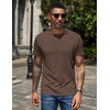 image:imageCOOFANDY Mens Henley Shirts Short Sleeve Casual Basic Henley Tee Summer Button Lightweight Stretch T ShirtsBrown