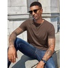 image:imageCOOFANDY Mens Henley Shirts Short Sleeve Casual Basic Henley Tee Summer Button Lightweight Stretch T ShirtsBrown