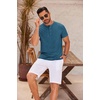image:imageCOOFANDY Mens Henley Shirts Short Sleeve Casual Basic Henley Tee Summer Button Lightweight Stretch T ShirtsDark Blue